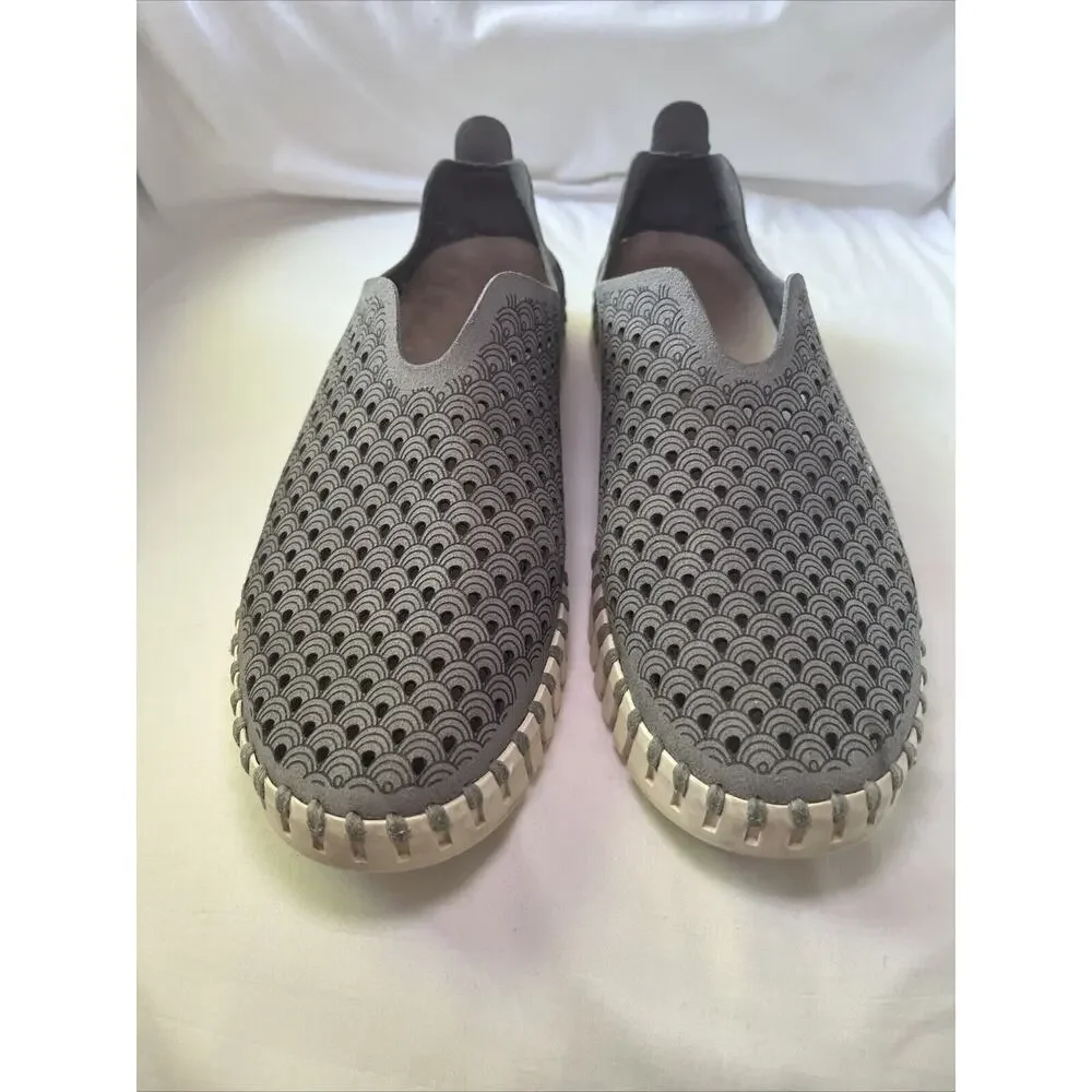 Ilse Jacobsen Tulip Perforated Slip-On Sneakers Gray Womens Size 40 10 Comfort